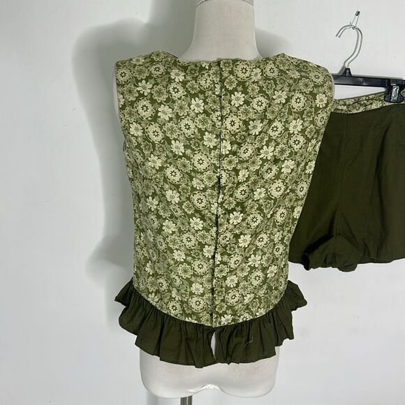 Vintage 50s/60s Floral Peplum And High Rise Short Set - Picture 4 of 10